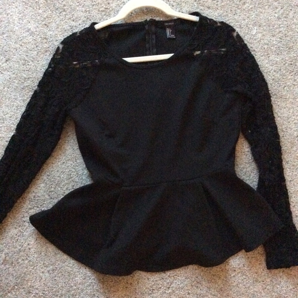 Forever 21 peplum top with lace sleeves